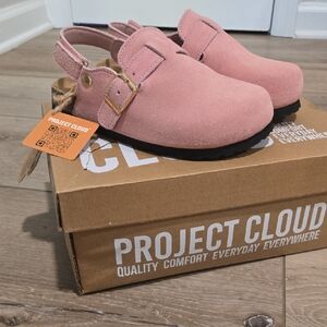 Kids Pink Suede Slingback Clog